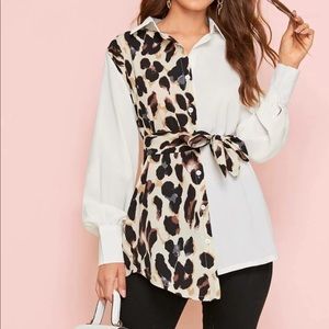 Leopard print asymmetrical shirt